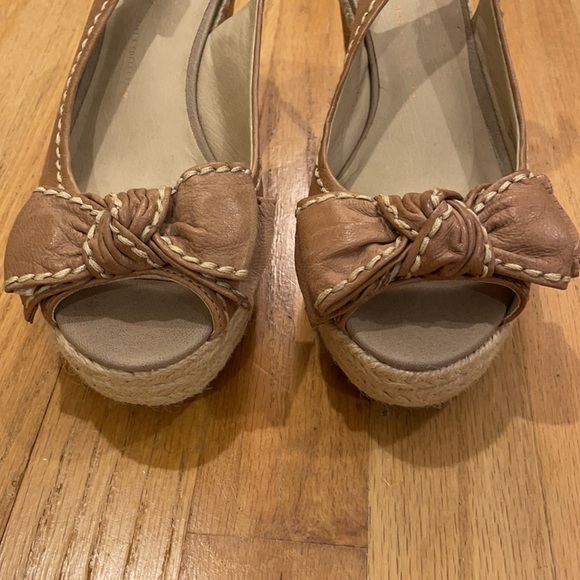 Franco sarto tan flower sling back wedge sandals - Picture 2 of 5